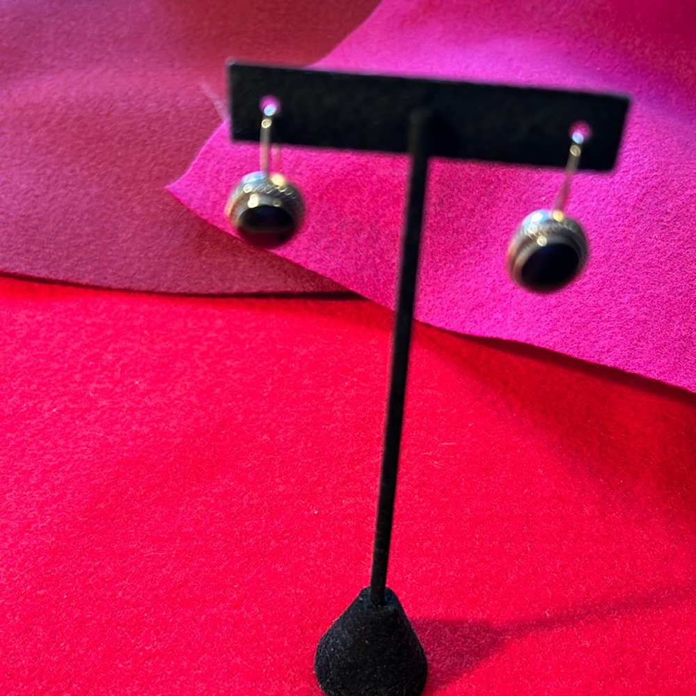 Sterling silver and onyx drop earrings